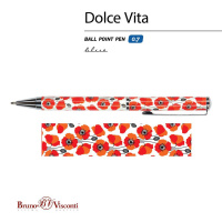 Ручка в футляре "Dolce Vita. Маки" шарик., 0,7мм, металл., синие чернила