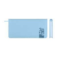 Планинг дат. 2026г 170*88мм 64л., кожзам., тв.пер. "Джут голубой" блинт.тисн., ляссе