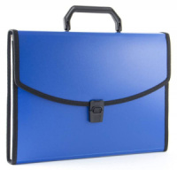 Портфель 13 отд. с ручкой и замком с окантовкой, синяя