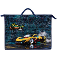 Папка А3 (460*345*40) с ручками, молния, пластик "Яркое авто"