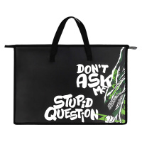 Папка А3 (450*330*90) с ручками, молния, пластик "Не задавай вопросов"