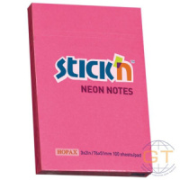 Бумага с липким краем (51*76мм) 100л, малиновый, НЕОН