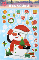 Витражная наклейка 30*40см "Снеговик"