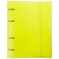 Тетрадь А5 на кольцах 120л кл. DIAMOND NEON Желтая, высечка под кольца, резинка