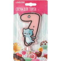 Свеча-цифра "7" Котик  9см