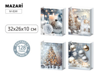 Пакет подар. бум. новогодн. 26*32*10см 128гр/м  "Елочные украшения" 4 дизайна