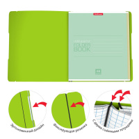 Тетрадь А5  2*48л. кл. Erich Krause "FolderBook Neon,",съемная пластик. обл. зеленая