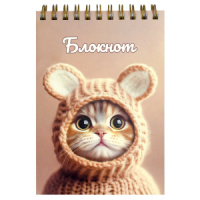 Блокнот А6  80л гребень "Котенок в шапочке" кл., УФ-лак