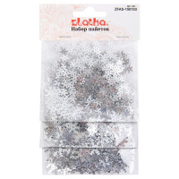 Пайетки декоративные 7, 10, 13мм, 15 гр "Снежинки" серебро