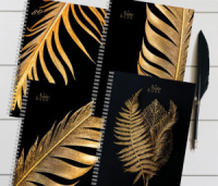 Тетрадь А4  80л кл. гребень ПЗБМ "Золотой лист" фольга, твин.УФ-лак, белизна 100%