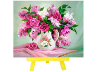 Мозаика алмазная по номерам 21*25см "Нежно-розовый букет" с мольбертом