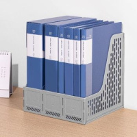 Лоток д\бумаг верт. 3-х секционный Deli 25*25*27см серый, сборный, пластик