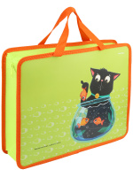 Папка А4 (334*260*80) с ручками, молния, пластик "Приключения одного кота"