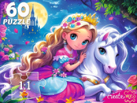 Пазлы   60 элементов  237*330мм. "Принцесса с единорогом"