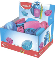 Точилка пласт. с контейнером  2 отв. PULSE ассорти