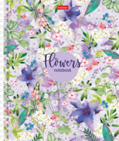 Тетрадь А5  96л кл. гребень Hatber "Цветочная романтика" мат.лам., тисн., 2 диз.в блоке
