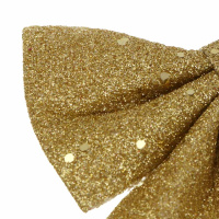 Набор ёлочных бантов  2шт, 11см "Бантики" золото, текстиль