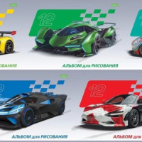 Альбом А4 12л скоба "Автоспорт"  пл. 100 г/м*