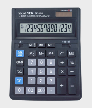 Калькулятор 14 разр. Skainer настольный проф. двойное питание, черный
