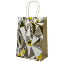 Пакет подар. бумажн. крафт 15*21*8 см, 120 гр/м Узор Золотом, 4 дизайна