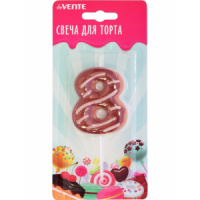 Свеча-цифра "8" Donut  6 см, с 3D декором