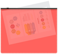 Конверт на молнии А5 0,15мм, коралловая , молния черная