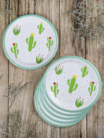 Тарелка бум. "Цветущие кактусы" 18 см, 6 шт.