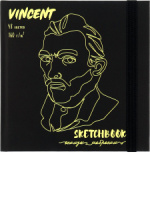 Скетчбук 165*165мм  48л., сшивка, 150гр/м2 "Vincent" тв.обл., софт-тач, резинка