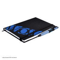 Записная книжка А5  96л., кож.зам., интегр.пер. "Черный с синим"