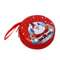 Шкатулка новогодняя 5см , металл, 8 дизайнов, круглая