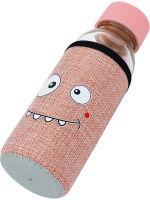 Бутылка для воды 300мл "Смайл" в чехле, розовая