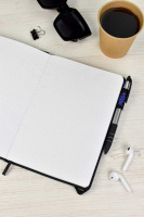 Записная книжка А5  96л., кож.зам., интегр.пер. "Черный с синим"