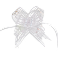 Бант подарочный затягивающийся  10см*30мм, 46см с органзой и перламутром, БЕЛЫЙ 10шт/уп