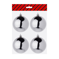 Набор елочных шаров 8 см, 4 шт., серебро, пластик