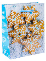 Пакет подар. бум. новогодн. 11*14*6см, 128г/м  "Имбирные снежинки"