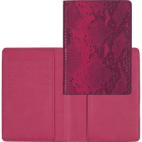 Обложка для паспорта из к/з Reptile 5 отд. д/визиток, малиновая