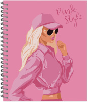 Тетрадь А5  96л кл. гребень Полином "Barbie pink style" выб.УФ-лак, 4диз.в пайке, белизна 100%