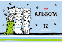 Альбом А4 12л скоба "Мяу-Котики" тиснение, пл. 100 г/м*