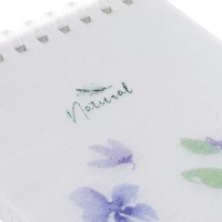 Записная книжка А6 пластик, эластичн.гребень, 80л. "Natural blue flowers" тисн.фольгой