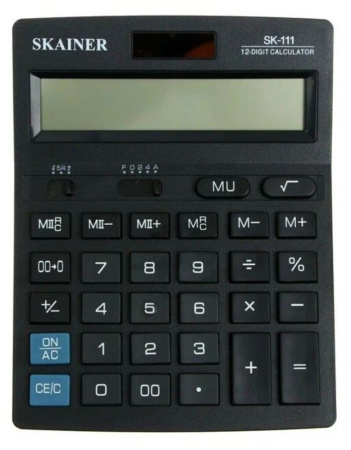Калькулятор 12 разр. Skainer  настольный двойное питание черный