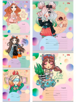 Тетрадь А5 12л косая лин. с доп.горизонт.лин. Проф-Пресс "Яркие девчонки-1" 5диз.в сп.,белизна 92%