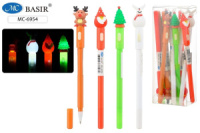 Ручка шар. "Новогодние" синяя, наконечник фонарик