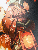 Записная книжка А5  80л. 7БЦ, "Кицуне"  холодная фольга + твин лак, 100гр/м. клетка