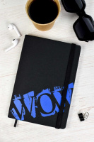 Записная книжка А5  96л., кож.зам., интегр.пер. "Черный с синим"