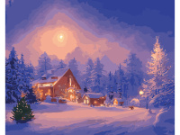 Живопись по номерам с акрилом 40*50см "Снежный пейзаж"