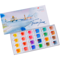 Акварельные краски худож. 24цв. Белые Ночи, кюветы, пластик, палитра