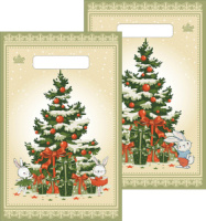 Пакет 25*19см (30мк) с вырубной ручкой "Ретро-елка" ПВД