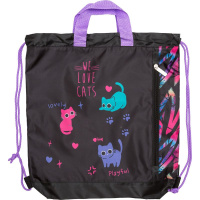 Мешок для обуви 1 отд, 380*430*90 Funny Cats", карман, верев.завязки, ручки