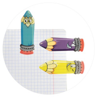 Закладки с липким краем (22*72мм)  6 цв, по 20л. "Карандаши" пластиковые