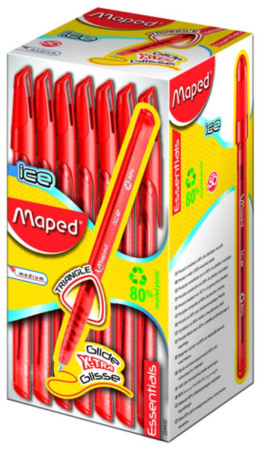 Ручка шар. MAPED GREEN ICE 0,6мм, треуг.полупрозр.корп.под карбон, красная